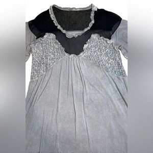 POL Gray and Black Women's Blouse